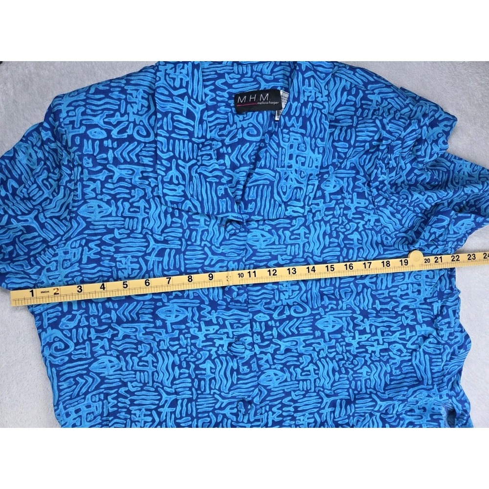 Melissa Harper MHM 2 Pc Rayon Dress Jacket Set Blue Geometric Print Women's 14 - Picture 9 of 12
